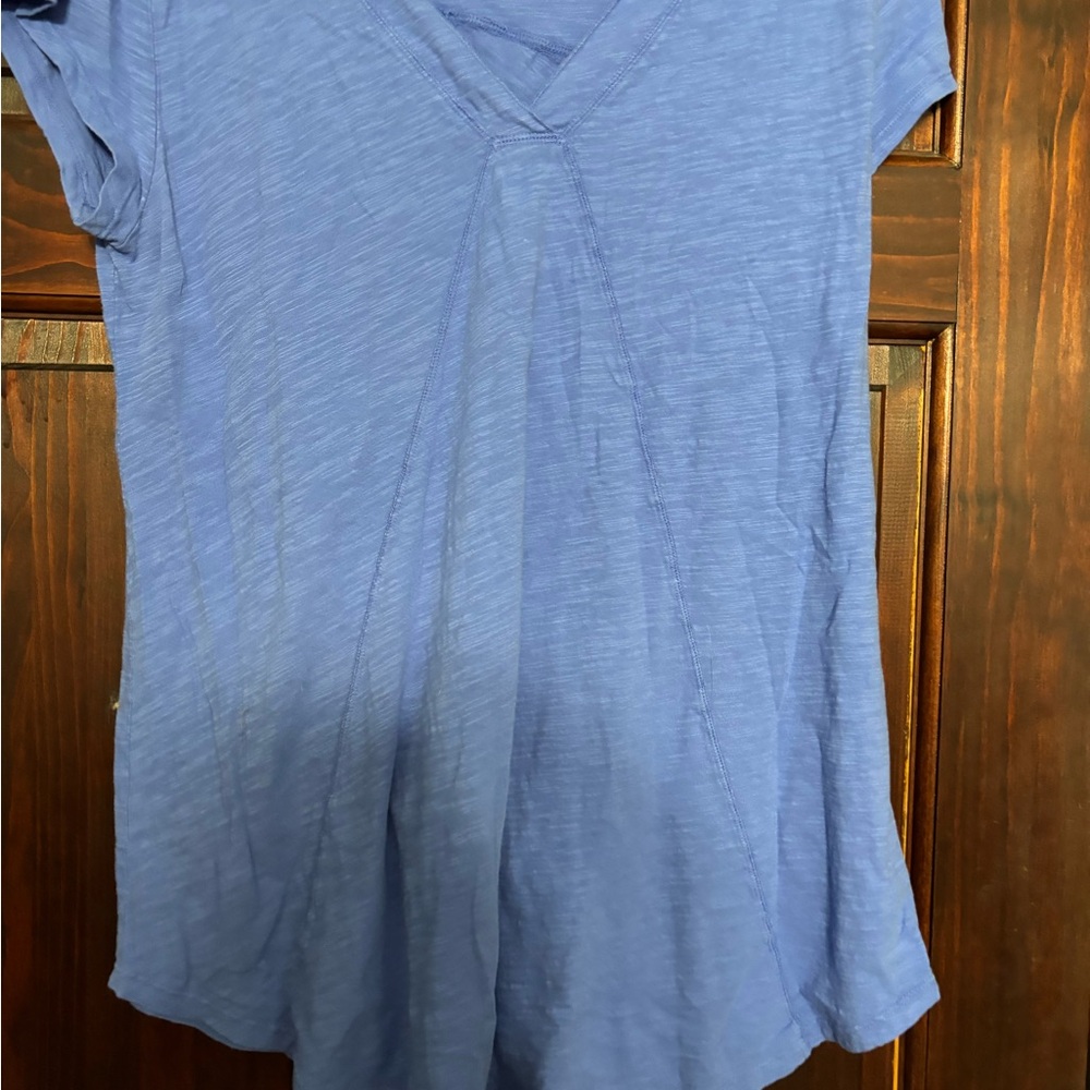 Blue Relaxed V-Neck Short Sleeve Tee
